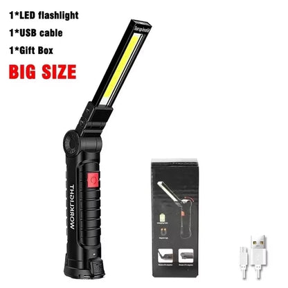 1/2/3/5Pcs Magnetic COB LED Flashlight Portable USB Rechargeable Work Light Hanging Lamp with Built-In Battery Camping Torch