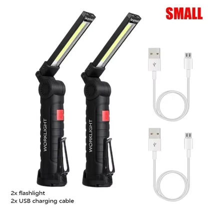 1/2/3/5Pcs Magnetic COB LED Flashlight Portable USB Rechargeable Work Light Hanging Lamp with Built-In Battery Camping Torch