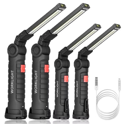 1/2/3/5Pcs Magnetic COB LED Flashlight Portable USB Rechargeable Work Light Hanging Lamp with Built-In Battery Camping Torch
